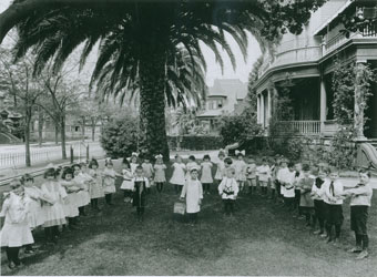 Children on the Lawn at Saint Vincent's Day Home in the early 1900s